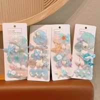 Nouvelle Collection : Lot de 5 Barrettes Série Océan – Coquillages, Étoiles de Mer, Petits Poissons, Dauphins – Décorations Capillaires pour Filles, Pinces à Cheveux, Accessoires de Coiffure