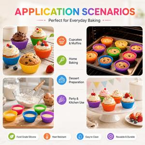 LA Custom <b>Resin</b> <b>Silicone</b> <b>Mold</b> Muffin Cups Food Grade Reusable Eco Friendly Baking Cups Cake Dessert OEM ODM Private Label - Product Image 3