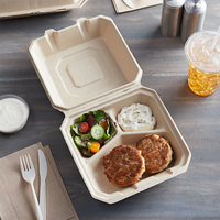 SOTON Contenants alimentaires en bagasse en gros 100 % biodégradables et compostables, boîtes à clapet pour plats à emporter, résistantes à l'huile et anti-fuites
