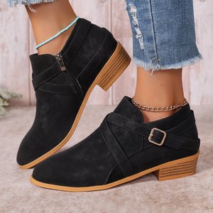 <span class=keywords><strong>Botas</strong></span> de Invierno Xuanhui con Punta Redonda para <span class=keywords><strong>Mujer</strong></span>, Botines de Moda con Tacón Cuadrado y Cierre Lateral para Otoño - Product Image 2
