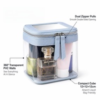 Étui cosmétique transparent personnalisé avec logo, étanche, en cuir PU, organiseur de maquillage de voyage, fermeture éclair, boîte de rangement de beauté, utilisation quotidienne