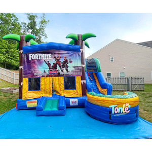 Bạt PVC tùy chỉnh thực hiện lâu đài bơm hơi trượt với quạt cầu vồng mô-đun hiện đại Logo tùy chỉnh Unisex - Product Image 2