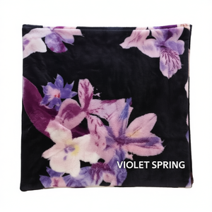 Couverture en peluche légère Violet Spring à motif floral, rectangulaire, pour la saison printanière, style moderne - Product Image 1
