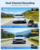 AZDOME M550 Pro Dashcam Caméra de tableau de bord 3 canaux DVR de voiture 64 Go gratuit Construit en 5G WiFi GPS IR Lumière LED Super Vision de nuit 4K Dash Cam
