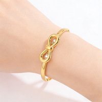 Nouveau bracelet ODM en acier inoxydable plaqué or 18 carats de haute qualité, avec nœud papillon mignon, super brillant, style coréen, pour danseuses et filles, orné de zircons