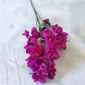Simulation longue branche à 3 branches <span class=keywords><strong>bougainvillier</strong></span> fleur décoration intérieure soie triangle prune pour la maison fête hôtel boutique - Product Image 6