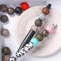 Manik-manik Silikon Food Grade 15mm Bermotif Bebas BPA, Manik Gigitan untuk Pembuatan Perhiasan Kalung Pena DIY, Manik Kunyah Sensorik