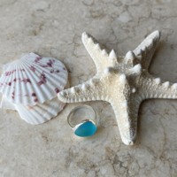 Été plage voyage forme organique larme mer verre vie en vrac argent ornements bijoux breloques anneaux