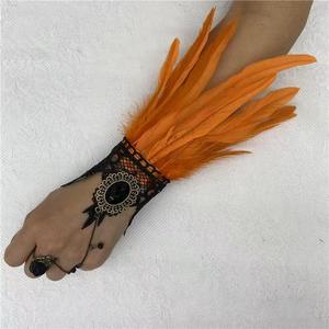 Artisan <strong>Feather</strong> Arm <strong>Cuffs</strong> Handmade Cyberpunk Decor for Festival Events and Edgy Fashion Show Props - Product Image 3