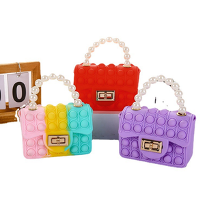 Sac à bandoulière en silicone multicolore Pop Fidget pour filles, mini sac à chaîne de perles, jouet sensoriel à bulles, porte-monnaie pour enfants, cadeau - Product Image 1