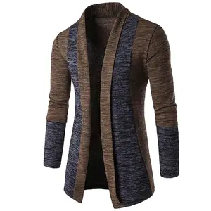 Inverno retrò Mens maglioni 2021 Casual uomini Cardigan cuciture contrasto colore a maniche lunghe Slim-Fit giacca maglione usura esterna