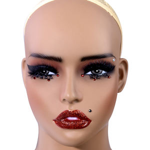 Tête de mannequin féminin réaliste pour l'affichage de perruques, support en PVC, taille plus, coque souple avec épaules, perçable - Product Image 4