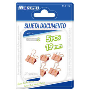 Mengfu oro rosa 19mm legante clip M-0119 5 Pack metallo metallo porta documenti in plastica segnalibri ufficio scuola di cancelleria fatta - Product Image 1
