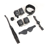 Ensemble de 6 pièces de restraints BDSM Netphi avec menottes pour poignets et chevilles, collier, bâillon à boule, bandeau pour les yeux et fouet sexuel, jouet sexuel pour couples pour la chambre à coucher