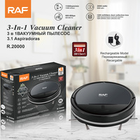 Aspirateur robot intelligent rechargeable 3 en 1, 2000 mAh, aspiration 600-800 Pa, bac à poussière de 1200 ml pour le nettoyage des sols à la maison RAF R.20000