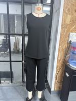 Setelan Dua Potong Wanita Bahan Poliester Atasan Tank Top Tanpa Lengan Celana Jogger Cargo Saku Utilitas Manset Elastis Pakaian Kasual Musim Panas Gaya Streetwear