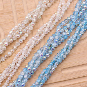 6Mm 8Mm Rõ Ràng Màu Xanh AB Mạ Crackle Pha Lê Thủy Tinh Hạt 80Cm Chiều Dài Mỗi Sợi Tự Làm Đồ Trang Sức Làm Mô Hình Hỗn Hợp Kích Thước Crackle - Product Image 1