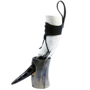Handcrafted Eco-Friendly Luxury Viking <b>Drinking</b> Horn with <b>Stand</b> and Leather Strap Natural Horn Mug for Beer Bar Gift Use - Product Image 4
