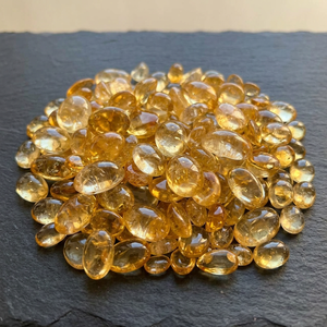 พลอยซิทรินธรรมชาติทรงรีสีเหลืองแบบคาโบชองสำหรับทำเครื่องประดับ - Product Image 2