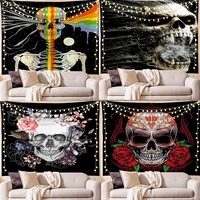 Psychédélique farfelu terrorisme nouveauté Unique Hippie squelette série diffusion en direct fond tissu affiche couverture tapisserie