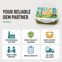 Boîte à lunch bento multifonctionnelle en plastique biodégradable de qualité alimentaire à 100 %, imprimée sur mesure, motif dessin animé, facile à nettoyer, emballage alimentaire – Vente chaude