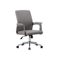 Chaise de bureau moderne en cuir PU à dossier moyen, ergonomique et pivotante, avec base chromée, pour salle de réunion et personnel exécutif