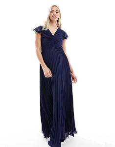 Abito da Sera Premaman Sexy in Chiffon con Scollo a V e Maniche a Volant - Product Image 2