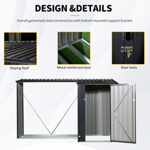 Abri de jardin en acier galvanisé pour le stockage du bois de chauffage, étagère à bûches en métal, facile à assembler, imperméable, pour la cour - Product Image 4