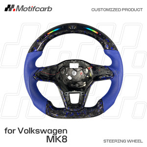 Volant personnalisé en carbone forgé bleu LED pour Volkswagen MK8 Golf GTI R Jetta GLI Touareg Tiguan 2020-2026 - Product Image 2
