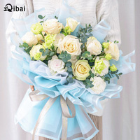 Qibai papier d'emballage floral étanche or bord fleur Bouquet matériel élégant fleur papier d'emballage emballage pour cadeau