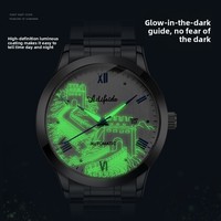 Montre tendance en acier inoxydable à quartz pour homme, fond ajouré, style professionnel, étanche 30M, calendrier lumineux, aiguilles de 22mm