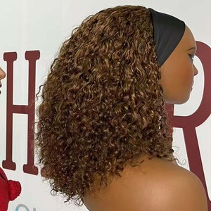 Peluca de cabello humano con <span class=keywords><strong>banda</strong></span> para la cabeza, estilo <span class=keywords><strong>pixie</strong></span> rizado - Product Image 3