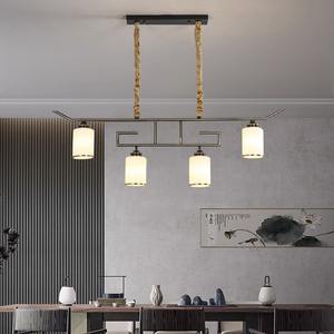 Lámpara de Techo Moderna de Estilo Chino, Totalmente en Cobre, Altura Ajustable, Diseño Largo y Estrecho, Estética Zen, para Salas de Exhibición, Salones de Té, Estudios - Product Image 4