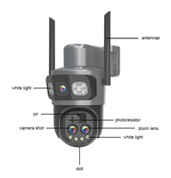 Caméra de sécurité extérieure 6mp à énergie solaire Vision nocturne Panoramique à 360 ° 4g Détection de mouvement Sim Wifi Stockage de carte Sd Plus Cloud