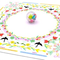 Tapis de mahjong américain floral, base en caoutchouc antidérapante, fibre de polyester résistante à l'eau, pour 4 joueurs