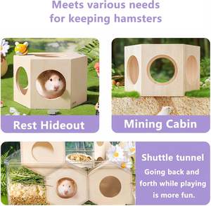 Escondite de Madera para Hámsteres Enanos, Casa para Animales Pequeños, para Cobayas, Geckos, Ratones y Ratas, Decoración de Hábitat para Reptiles y Anfibios - Product Image 4