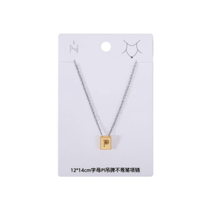 Collar de Acero Inoxidable con Letra Z+ P, Colgante Chapado en Oro de 12x14cm, Joyería Unisex para Regalo - Product Image 1