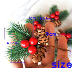 Red Berry Pinecones Pine Needles Tallos Artificial Winter Christmas Berries Picks Decoración para Navidad - Product Image 6
