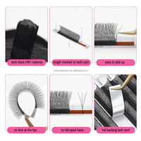Cils UNIQUE LASHES en U 3D, éventails étroits, cils trèfle 4D 5D, 0,07 mm, fibre PBT coréenne, noir mat doux, haute qualité, vente en gros