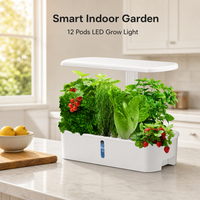 Kit de jardin hydroponique intelligent, système d'éclairage LED intérieur en aluminium ABS, 12 bacs à plantes avec pompe à eau, commande tactile, design moderne
