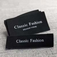 Étiquette de vêtement tissée pliée en sergé, étiquette d'entretien personnalisée avec logo privé, étiquettes imprimées en coton pour vêtements, étiquettes personnalisées