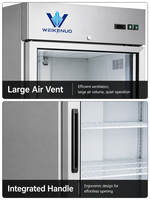 Réfrigérateur vertical à 3 portes en acier inoxydable avec congélateur bas pour vitrine de supermarché de produits frais CE