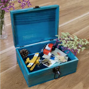 木制纪念盒，Dedoot装饰复古手工木制工艺盒与锁和珠宝礼品储物盒钥匙