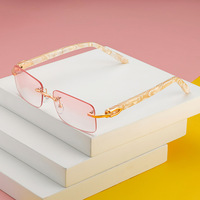 Lunettes de soleil carrées haut de gamme, lunettes de soleil de luxe en bois de buffle, lunettes de soleil pour femmes, lunettes de soleil sans monture pour hommes, lunettes de soleil de créateur, lunettes de soleil