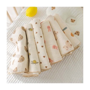 Haute qualité bébé couette 4 couches confortable Lion ours Swaddle bébé blanc mousseline couverture de couchage mousseline Swaddle couvertures pour bébé - Product Image 1