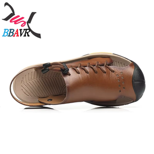Sandalias Planas de Cuero para Hombre, Impermeables, Transpirables, Estilo Descalzo, con Amortiguación, para Playa, Senderismo, Pesca, Verano, Aire Libre, Cómodas - Product Image 4