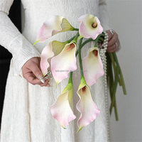 B-1143 Hochwertige Handgefertigte Moderne Heimdekoration Hochzeits-Blumenarrangement Realistische Große Weiche PVC Calla-Lilie Langer Zweig
