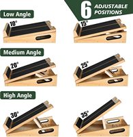 Planche inclinée en bois pour étirements des mollets, avec angles réglables, déflecteur amovible, poignée portable