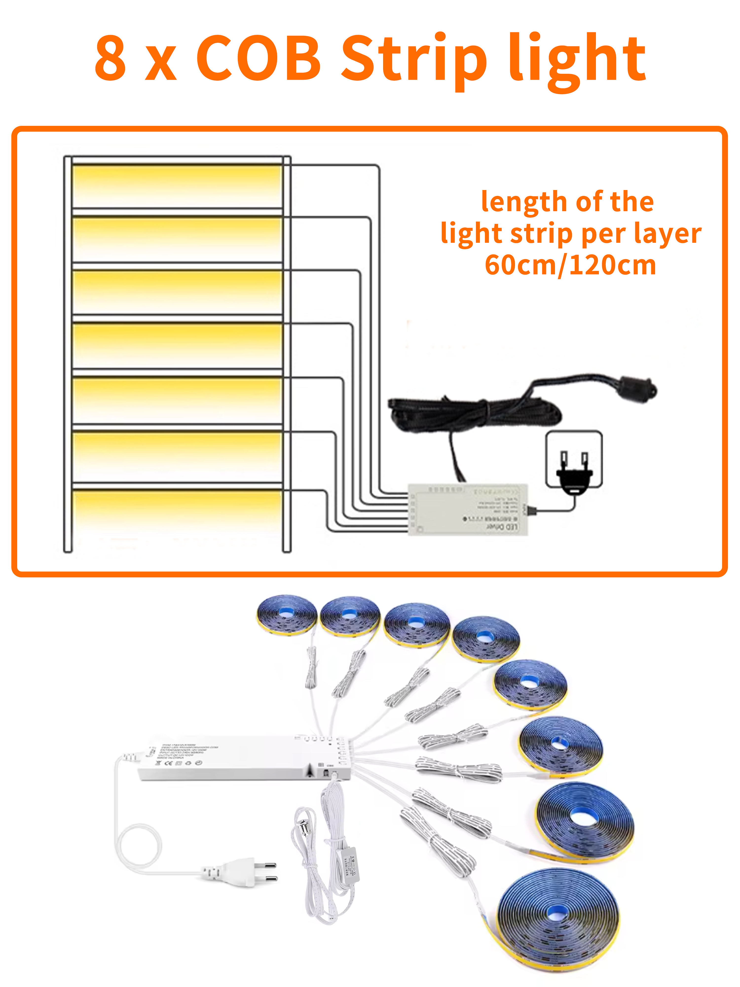 8 bandes lumineuses COB.