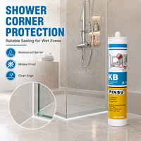PINSU-KB Scellant d'étanchéité imperméable pour les bords des éviers, des cuvettes et des douches, adhésif silicone résistant à la moisissure, 300 ml